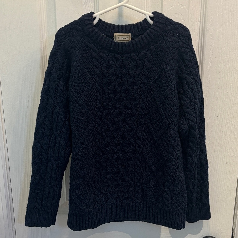 L.L. Bean Kids Navy Cable Knit Sweater, Size S/8